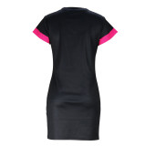Fashion Ladies Cartoon Character Letter Print Round Neck Short Sleeve Casual Dress