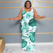 Plus Size Women's Summer Casual Sleeveless Digital Print Long Dress Plus Size Women's Summer Casual Sleeveless Digital Print Long Dress