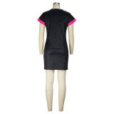 Fashion Ladies Cartoon Character Letter Print Round Neck Short Sleeve Casual Dress