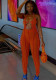 Summer Women sleeveless Hollow Out tie Jumpsuit