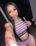 Women Summer Stripe Print Crop Tank Top and Shorts Two-Piece Set
