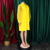 Plus Size African Women Mesh Sleeve Beaded Dress