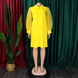 Plus Size African Women Mesh Sleeve Beaded Dress