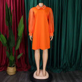 Plus Size African Women Mesh Sleeve Beaded Dress