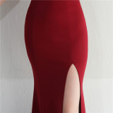Mesh Beaded + Embellished Feather Star Red Carpet Long Evening Gown