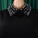 Plus Size African Women Mesh Sleeve Beaded Dress