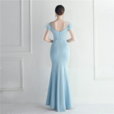 Mesh Beaded + Embellished Feather Star Red Carpet Long Evening Gown