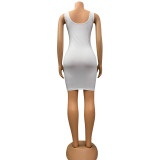 Summer Women's Sexy Tight Fitting Sleeveless Round Neck Dress