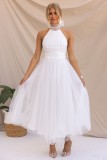 Spring Summer Halter Neck Mesh Turtleneck Casual Holidays Dress