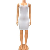 Summer Women's Sexy Tight Fitting Sleeveless Round Neck Dress