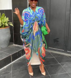 Summer Ladies Printed Short Sleeve Loose Dress