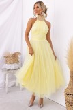 Spring Summer Halter Neck Mesh Turtleneck Casual Holidays Dress