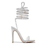 High-heeled Lace-Up strappy high-heeled shoes Roman stiletto open-toed sandals heels
