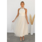 Spring Summer Halter Neck Mesh Turtleneck Casual Holidays Dress