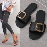 Summer Plus Size Women's Casual Large Buckle Stitched Slip-on Sandals Women