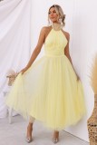 Spring Summer Halter Neck Mesh Turtleneck Casual Holidays Dress