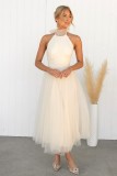 Spring Summer Halter Neck Mesh Turtleneck Casual Holidays Dress