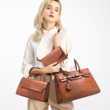 Autumn and winter crocodile pattern handbag fashion trend cross-body bag large capacity Three-Piece bag