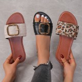 Summer Plus Size Women's Casual Large Buckle Stitched Slip-on Sandals Women