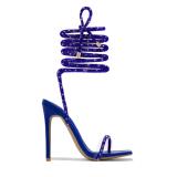 High-heeled Lace-Up strappy high-heeled shoes Roman stiletto open-toed sandals heels