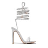 High-heeled Lace-Up strappy high-heeled shoes Roman stiletto open-toed sandals heels