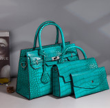 Autumn and winter crocodile pattern handbag fashion trend cross-body bag large capacity Three-Piece bag