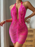 Women Summer Halter Neck Backless Dress