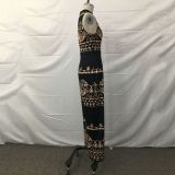 Spring Casual Trousers Slim Fit Printed Sleeveless Women's Jumpsuit