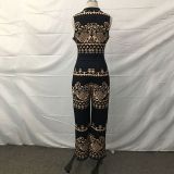 Spring Casual Trousers Slim Fit Printed Sleeveless Women's Jumpsuit