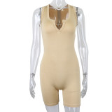 Summer Women Solid Sports Sleeveless Romper