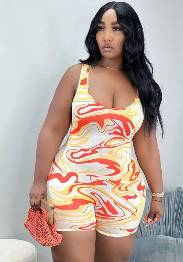 Plus Size Women Print Jumpsuit