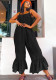 WomenSolid Suspenders Loose Ruffles Jumpsuit