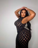 Plus Size Women Fishnet Stretch Dress