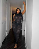 Plus Size Women Fishnet Stretch Dress