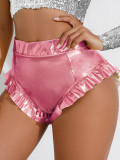 High waist ruffled sexy Shiny Casual shorts