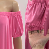 Women's Solid Color Loose Long Length Short Sleeve Jumpsuit Women's Bodysuit