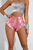 High waist ruffled sexy Shiny Casual shorts
