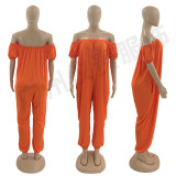 Women's Solid Color Loose Long Length Short Sleeve Jumpsuit Women's Bodysuit