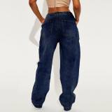 Women's Denim Pants Long High Waist Wide Leg Pants Boyfriend Jeans