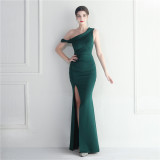 Bridesmaids Etiquette Wedding Formal One Shoulder Slash Shoulder Slim Long Evening Gown
