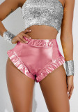 High waist ruffled sexy Shiny Casual shorts