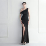 Bridesmaids Etiquette Wedding Formal One Shoulder Slash Shoulder Slim Long Evening Gown