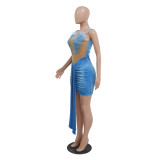 Women Sexy Strapless Dress See-Through Bodycon Party Dress
