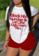 Ladies Summer Style Letter Print Casual Two-Piece T-Shirt Shorts Set