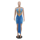 Women Sexy Strapless Dress See-Through Bodycon Party Dress