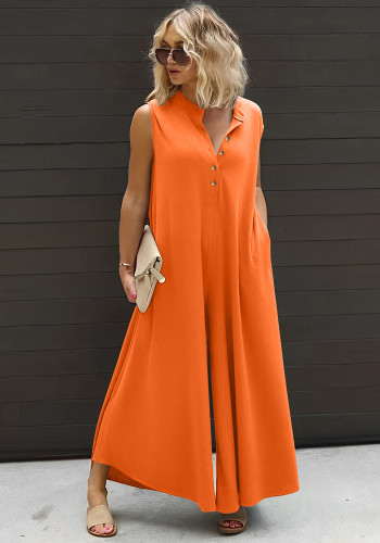 Plus Size Women's Fashion Casual Button Down Jumpsuit