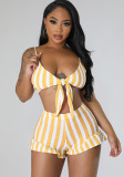 Women's Clothing Sexy Fashion Ribbed Stripe Two-Piece Shorts Set For Women
