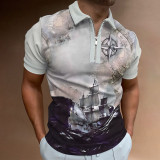 Men'S Turndown Collar Summer Regular Casual Short Sleeve Zipper Summer Polo Shirt
