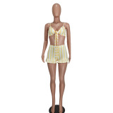 Women's Clothing Sexy Fashion Ribbed Stripe Two-Piece Shorts Set For Women