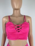 Women Strapless Pleated Crop Top and Bodycon Skirt Two-Piece Set
